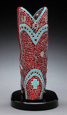 Ruby mosaic sculpture, view from back